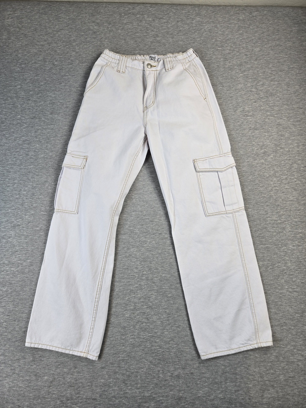 Princess Polly Pants Womens 4 White Cargo Straight Leg Utility Pockets PRDNM 36